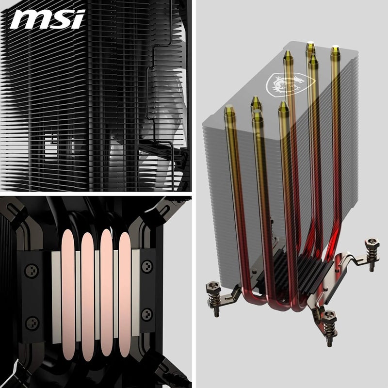 MSI MAG COREFROZR AA13 CPU Air Cooler – 120mm PWM Fan, 4 Direct-Touch Heat Pipes, 50 High-Density Fins, ARGB Lighting, Intel & AMD Compatible, 240W TDP, Quiet Rifle Bearing, Pre-Applied Thermal Paste, Black | 306-7ZWHA11-L80 - Image 5